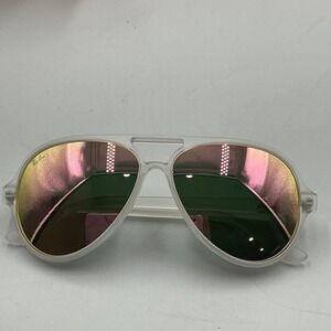 Ray Ban Cats 5000 59mm Sunglasses Matte Clear Frame Mirrored Pink Lenses